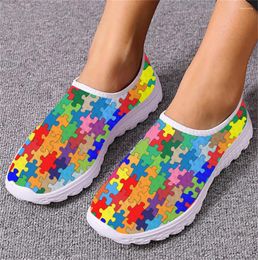 Casual Shoes INSTANTARTS Colorful Autism Cancer Awareness Flats For Womens Mens Teenager Round Toe Mesh Sneakers Slip-on Loafers 2024