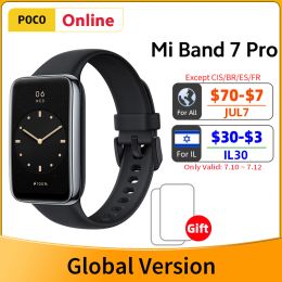 Watches Global Version Xiaomi Mi Band 7 Pro Gps Smart Bracelet Amoled Screen Blood Oxygen Fiess Traker Smartband Waterproof Pk Band 6