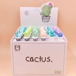 Pens 36 pcs/lot Creative Cactus Gel Pen Cute 0.5 mm black ink Signature Pens School Office writing Supplies Promotional Gift