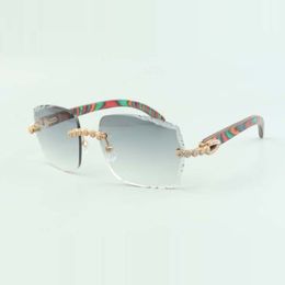 2022 Bouquet Diamond Sunglasses 3524014 with Natural peacock wooden glasses and cut Lens 3 0 Thickness3044