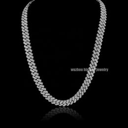 Custom Hiphop Chain Prong Set 8mm Width High Quality S925 Silver 2 Rows Colourless Pass Tester Moissanite Cuban Necklace