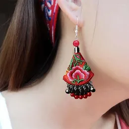 Hoop Earrings Fashion Beads Women's Bohemian Handmade Embroidered Flower Beaded Drop Ethnic Jewellery Accessories