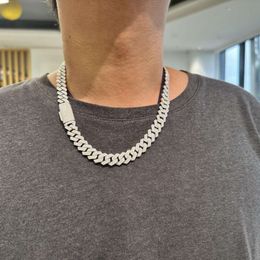 Hop Iced Out Vvs Moissanite Miami Gold Cuban Link Chain Solid 925 Sterling Silver 12mm Cuban Chain for Men