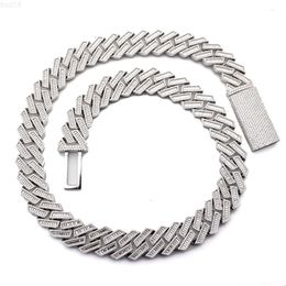 Hip Hop Men Luxury Jewellery Moissanite Chain Cuban 20mm Width Baguette 3rows Moissanite Miami Full Iced Out Necklace