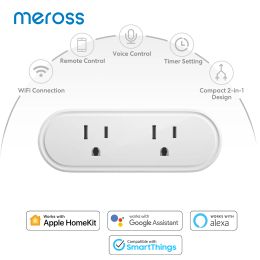 Plugs Meross Homekit 2 in 1 Wifi Smart Plug Dual Sockets 15a Us/jp Plug Wireless Outlet Suppurt Alexa,google Assistant Smartthings