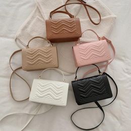 Bag Fashion Women PU Leather Shoulder Bags Solid Colour Ripple Crossbody Purse Retro Embroidery Shopping Totes Handbags