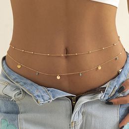 Spring Summer Boho Minimalism Multilayer Waist Beads For Women Fashion Geometric Sequins Belly Chain Sexy Body Jewelry 240409