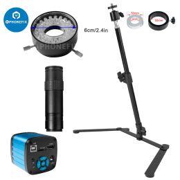 Lens 48MP HD 1080P HDMI USB CMount Industry Microscope Camera Set 130X Lens 40 LED Light Lamp Adjust Stand Support for Soldering