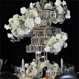 80cm to 120cm)Flower Vases Gold/ acrylic plastics Flower Stands Metal Road Lead Wedding Centerpiece Flowers Rack For Event Decoration