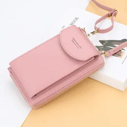 Shoulder Bags 2024 Women Purses Crossbody Leather Bag For Phone Card Holders Women's Wallet Purse Handbag Woman Clutch Pink
