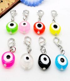 200pcslot mixed Turkish Evil Eye Charms lobster Clasp Dangle Charms For Jewelry Makings diy 32x11mm4940729