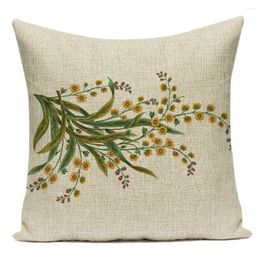 Pillow Nordic Floral Cover Pillowcase Filling Chinese Style Plant Retro Living Room Decoration Print Square E2149