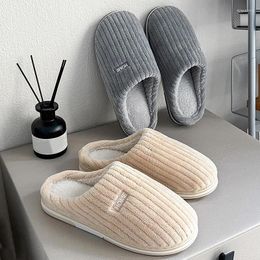 Slippers Women Men Autumn Winter Warm Home Bedroom Casual Non Slip Shoes Couples Indoor Soft Sole Cotton Plush Slides