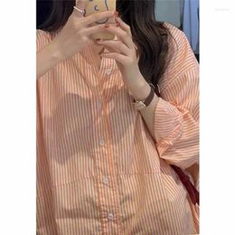 Women's Blouses Summer Female Retro Style Stripe Sunscreen Clothing Shirt Women Loose Fitting Lazy Wind Shirts Tops Coat