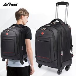 Bags Letrend Rolling Luggage Spinner Backpack Shoulder Travel Bag High Capacity Suitcase Wheels Multifunction Trolley Carry On Trunk