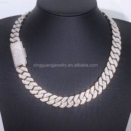 Custom 16mm Cuban Link Chain 925 Sterling Silver Iced Out Vvs Moissanite Cuban Chain Chokers Necklace 3rows Link Jewelry