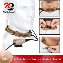 Accessories Tactical Throat Microphone PTT Portable airsoft accesorios Headset Hunting CS Sports Radio Neckband Waterproof Earphone