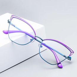 Gmei Design Blue Light Blocking Womens Cat Eye Metal Glasses Frame Female Anti Radiation Protection Eyeglasses Frames 3038 240418