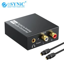 Converter eSYNiC 192kHz DAC Audio Converter Digital To Analogue Converter Coaxial Toslink To Analogue Stereo L/R RCA 3.5mm Jack Audio Adapter