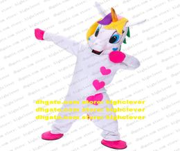 Unicorn With Gold Horn Flying Horse Rainbow Pony Mascot Costume Adult Character Square Publicity Livedressed CX4028 Ship5187021