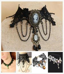 Chokers Vintage Victorian Lolita Gothic Lace Necklace Vampire Cosplay Costume Choker Halloween Cocktail Evening Party Dress Jewelr2994635
