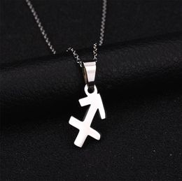 New 12 Constellations Stainless Steel 3 Colors Zodiac Sign Sagittarius Pendant Necklace Name Necklace Birthday Gift Bijoux3202990