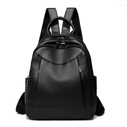 School Bags Genuine Leather Women Backpacks Luxury Cow Solid Colour Travel Back Pack Bag Fashion Female Large Capacity BackPack