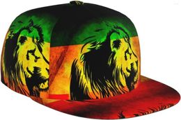 Ball Caps Jamaican Lion Flag Pattern Flat Bill Hat Unisex Snapback Baseball Cap Hip Hop Style Visor Blank Adjustable