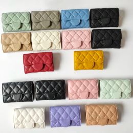 Wallets Luxury Wallet Woman Genuine Leather Credit Card Holder Designer Quality Cowhide Coin Purse Sheepskin Flip Caviar Grid Pattern