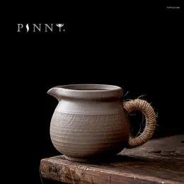 Tea Cups PINNY 280ML Japanese Style Retro Coarse Pottery Cha Hai Ceramic Rope Service Heat Resistant Cup