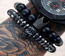 Mcllroy Bracelet Menskullsteelstonebeadsluxurybracelets For Mens Crown Cz Zircon Man Bracelet Homme Jewelry Valentine Gift G1047694