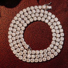 Finest Jewelry Necklace Bling Width 3mm 18k Real White Gold Round Moissanite Diamonds Tennis Chains