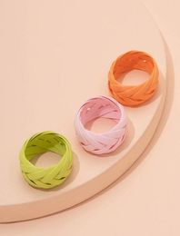 Cluster Rings 2021 Ins Pink Orange Green Coated Braided Geometric Minimalism Knuckle Finger Piercing Ring Korean Fashion Women Par6116974