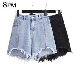 Women's Shorts Womens plus size jeans worn hem torn denim shorts cute high waisted Distressed denim shorts ouc1528 Y240420