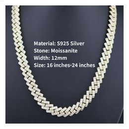 New Design 925 Silver Moissanite Necklace Jewelry Iced Out Chains Baguette Gold Plated Fine Jewelry Moissanite Cuban Link Chain