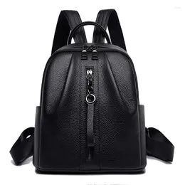 School Bags High Quality Cowhide For Teenagers Girls Sac Genuine Leather Women's Backpacks Fashion Female Tote Back Packs
