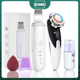 Instrument Ultrasonic Skin Scrubber Facial Massager 2+3 Set Ion Acne Blackhead Remover Peeling Shovel Cleaner Ems Led Face Lift Hine