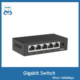 Control Gigabit Switch 5 Port 1000Mbps Ethernet Switch 5Xfast Rj45 Hub Network Soho Desktop Smart Wifi Switcher Plug& Play Surveillance