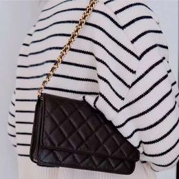 10A upgraded magnetic buckle metal zipper designer handle mini caviar sheepskin womens chain wallet with box wallet shoulder bag crossbody bag