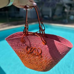 Mirror Quality Loewve Designer Bag Original Anagram Basket Straw Beach Bags Luxury Crossbody Purse Women Sac Luxe Dhgate New
