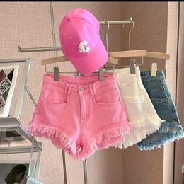 Kvinnors shorts mode grn a-line casual denim shorts för kvinnor strtwear 2023 sommar ny tidvatten tassel bred ben varma korta jeans kvinnliga y240420