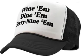 Ball Caps Wine EM Dine Sixty-Nine - Sexy College Frat Party Costume Gift Vintage Retro Style Trucker Cap Hat