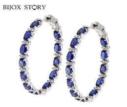 BIJOX Storey Elegant Drop Earrings 925 Sterling Silver Jewellery with Sapphire Gemstone for Female Wedding Party Earring Whole9031963