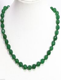 10mm green emerald jade jasper faceted round beads chain necklace 18 inch2224173