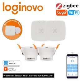 Control Loginovo Zigbee 3.0 Human Presence Sensor Tuya Wifi Mmwave Radar Detector Smart Home Motion Sensor with Intensity Detection