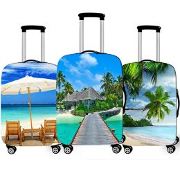 Accessories 3D Tropical Beach Print Luggage Cover for Travel Holiday style Suitcase Covers Elastic Travel Trolley Protective Case Cover