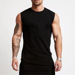 Cotton Gym Clothing Mens Workout Sleeveless Shirt Bodybuilding Tank Top Fitness Sportswear Vests Muscle Singlets Tanktop 240412