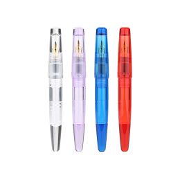 Pens MAJOHN C2 Transparent Resin Fountain Pen F 0.5mm Nib Smooth Iridium Nibs Converter Large Capacity Writing pens Office Stationery