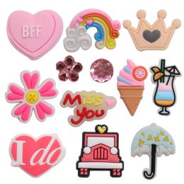 Bags Wholesale 50Pcs PVC Umbrella Ice Cream Drinks Shoe Decoration Shoe Charms Children Clog Fit DIY Croc Jibz Backpack