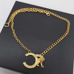 2022 Top quality Charm pendant necklace witn lion shape in 18k gold plated for women wedding Jewellery gift have box stamp Brooch PS319k
